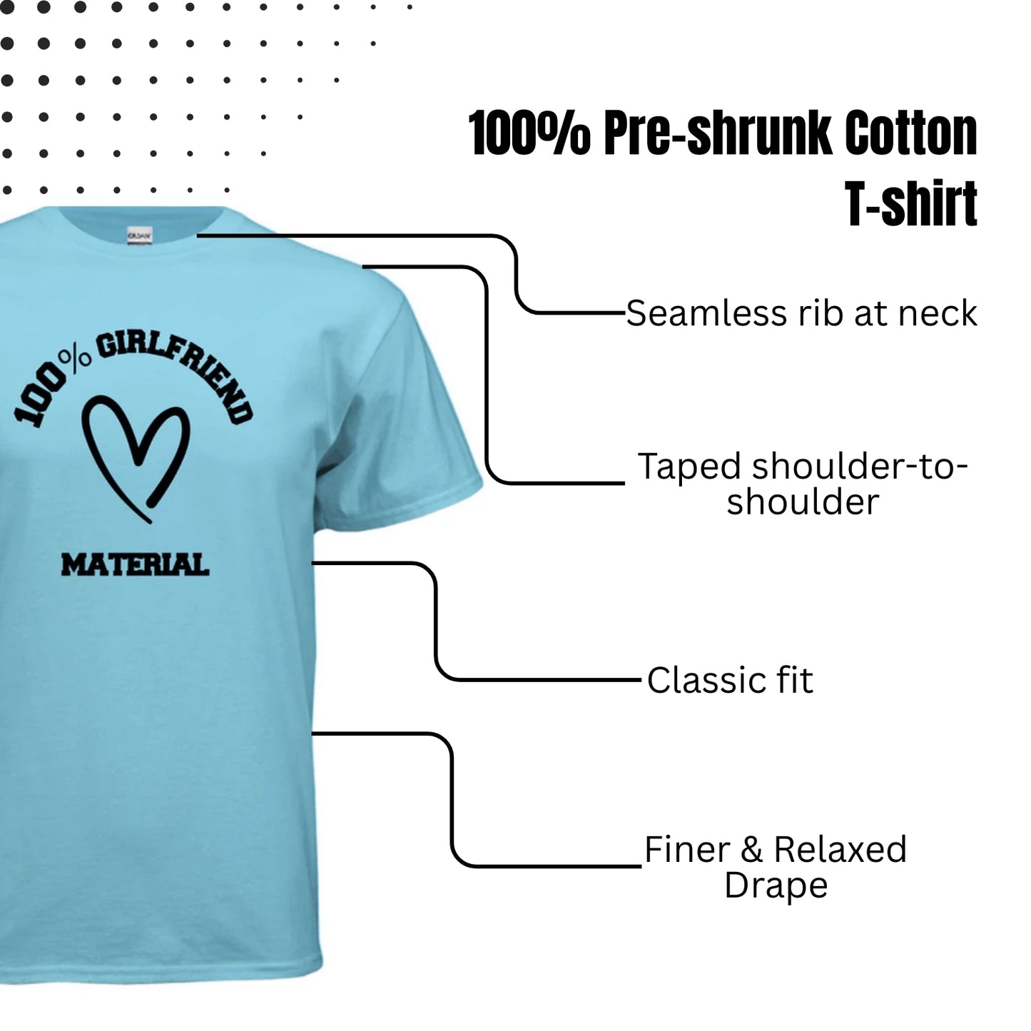 100% Girlfriend Material Graphic Tee – Funny Women's Classic Fit Gildan T-Shirt