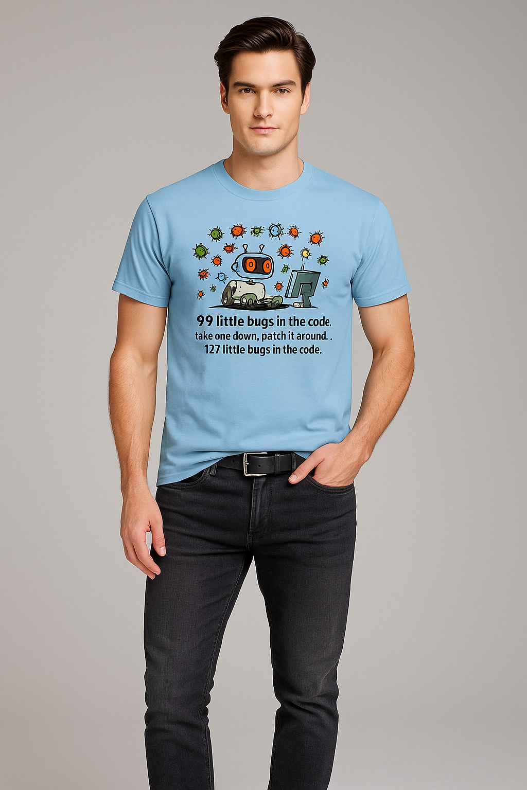 99 Little Bugs In The Code, Take One Down, Patch It Around... 127 Little Bugs In The Code - Programmer/IT T-shirt, Mocktops t-shirt