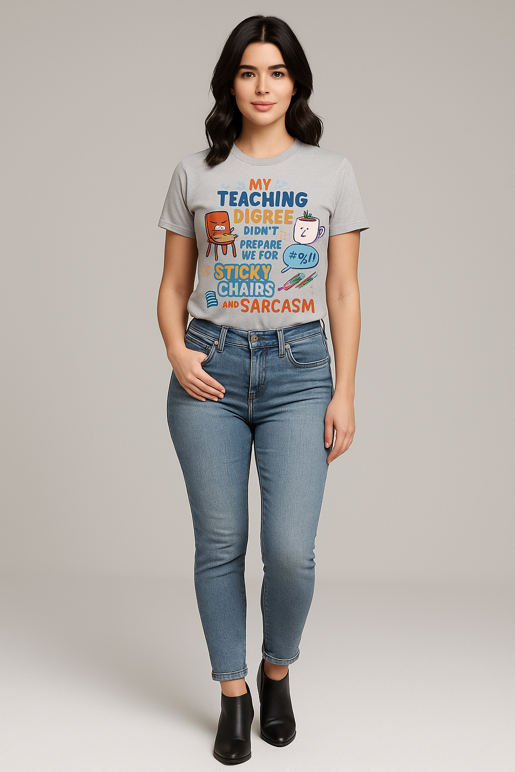 My Teaching Degree Didn't Prepare Me For Sticky Chairs and Sarcasm Tshirt, Teacher T-shirt, Mocktops t-shirt