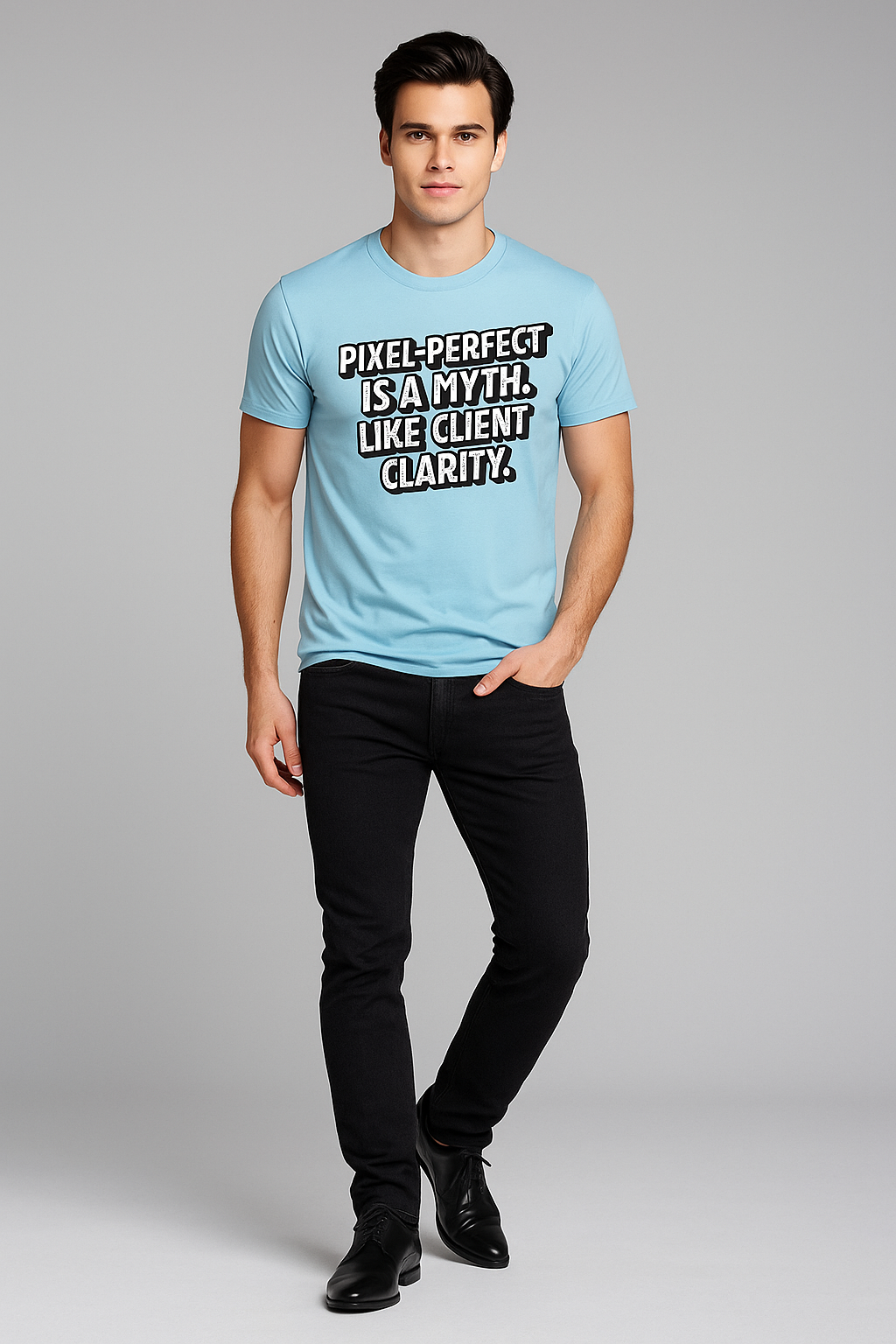 Pixel-Perfect is a Myth. Like Client Clarity - Programmer/IT T-shirt, Mocktops t-shirt