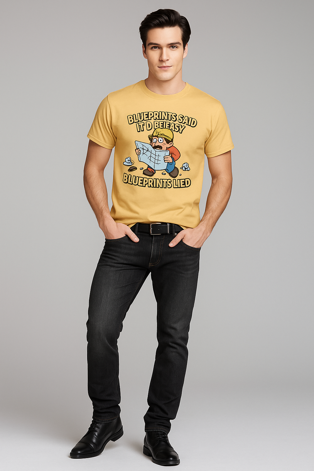 Blueprints Said It'd Be Easy. Blueprints Lied - Construction T-shirt, Mocktops t-shirt