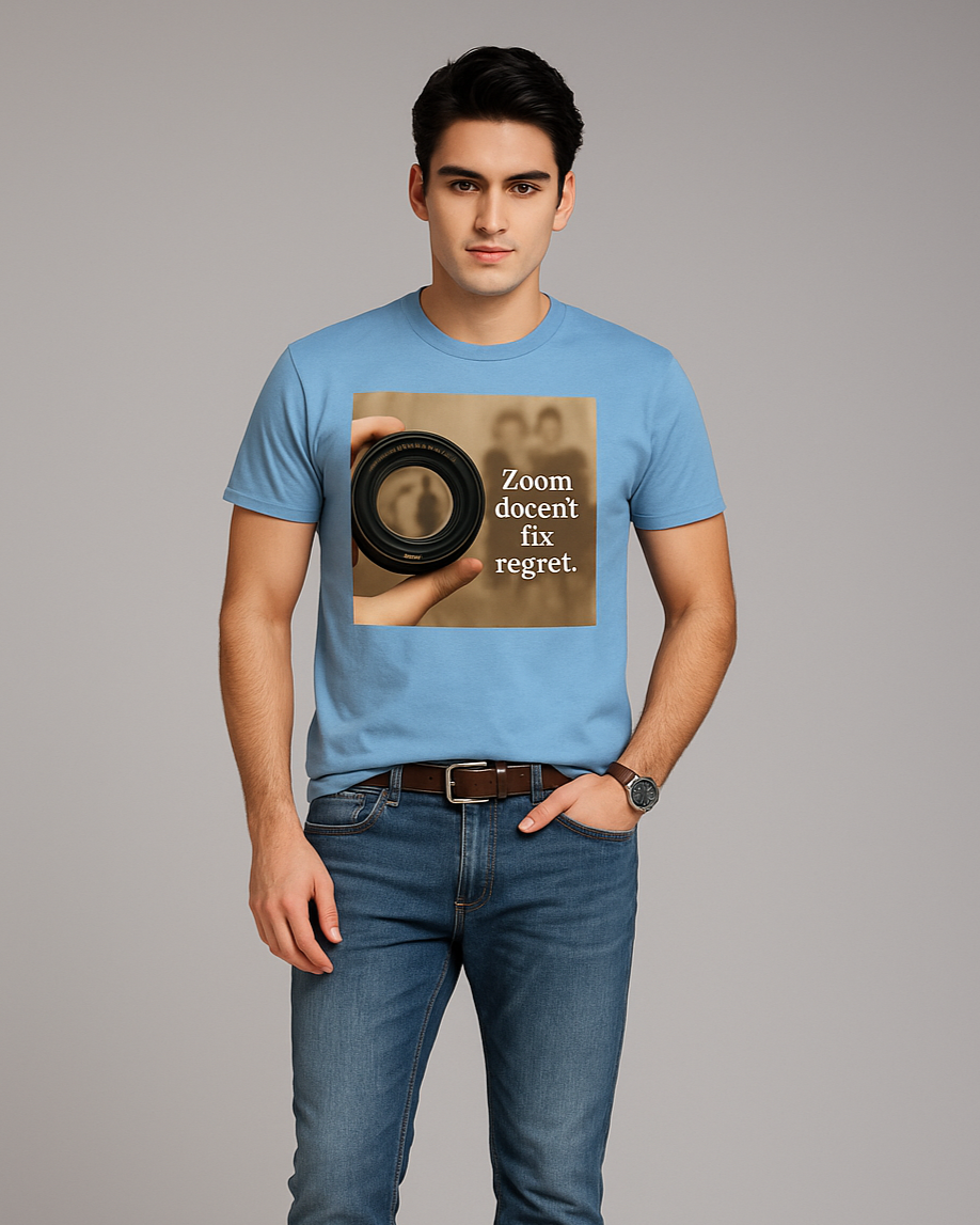 Zoom Doesn't Fix Regret. T-shirt, Funny Photographer T-shirt, Mocktops T-shirt