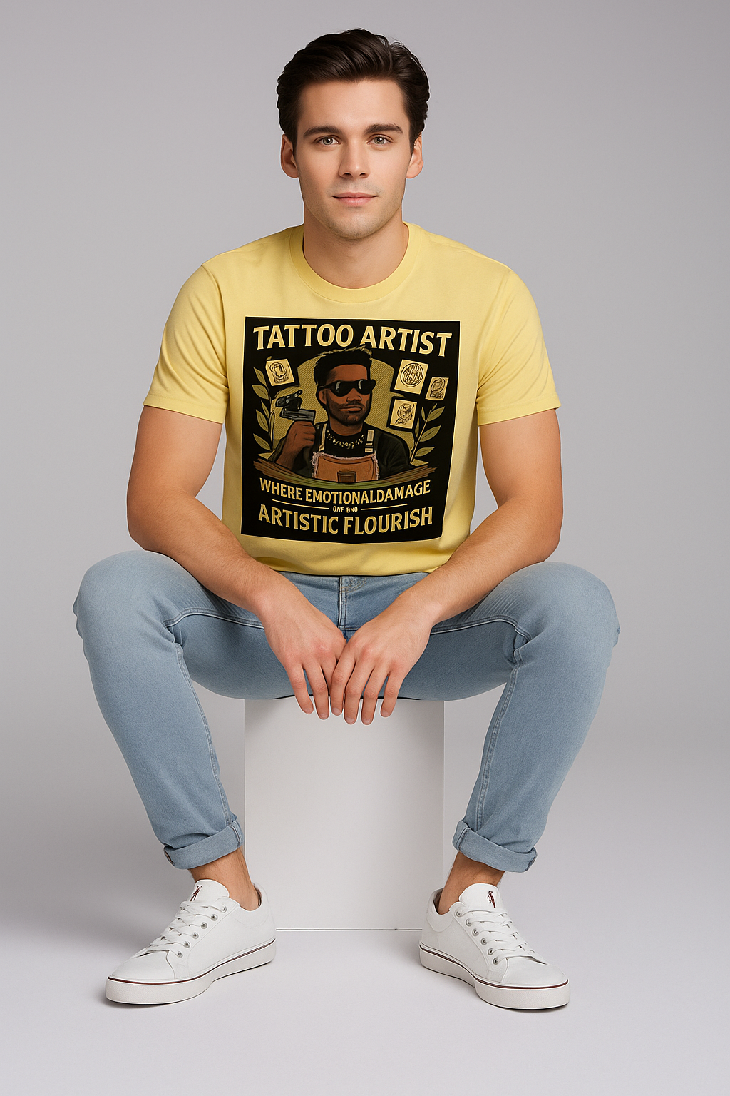 Tattoo Artist, Where Emotional Damage Meets Artistic Flourish Tshirt, Tattoo Artist T-shirt, Mocktops t-shirt