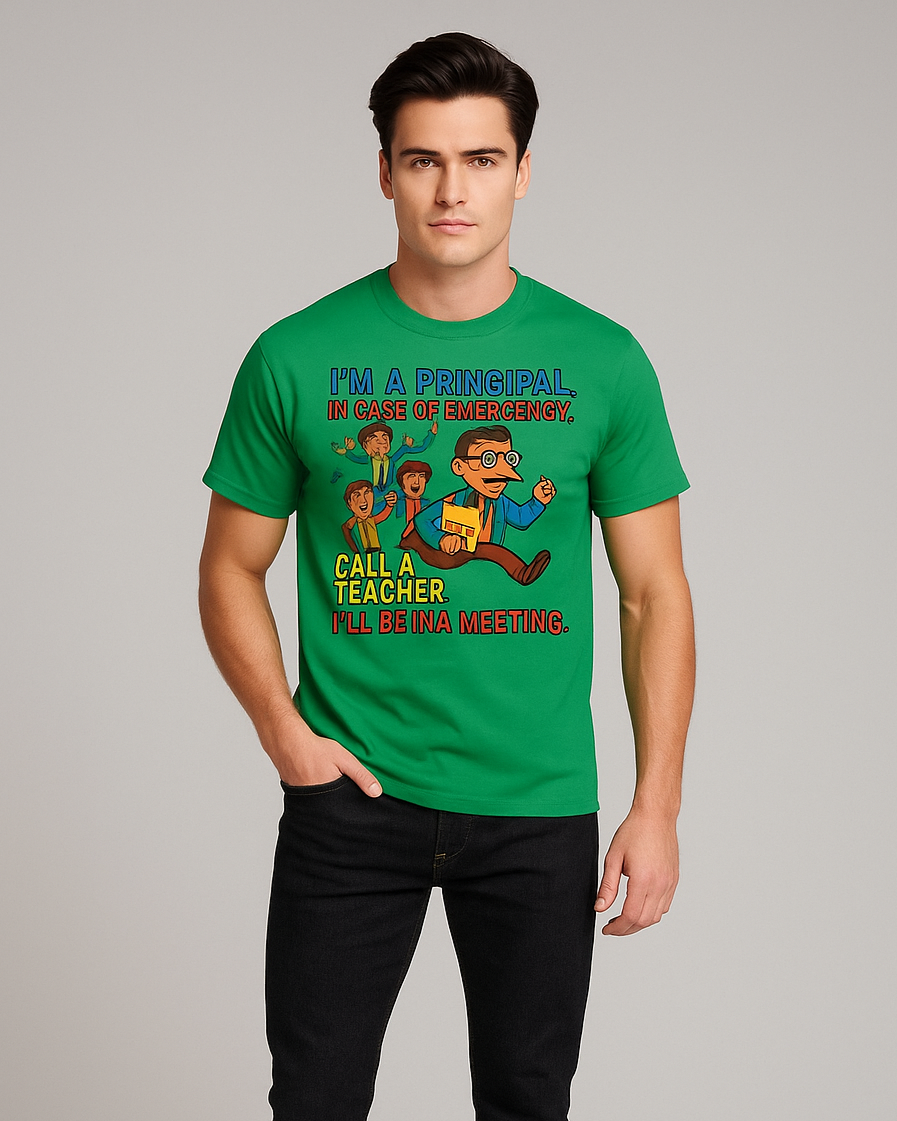 I'm A Principal. In Case Of Emergency, Call A Teacher. I'll Be In A Meeting Tshirt, Principal T-shirt, Mocktops t-shirt