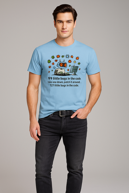 99 Little Bugs In The Code, Take One Down, Patch It Around... 127 Little Bugs In The Code - Programmer/IT T-shirt, Mocktops t-shirt