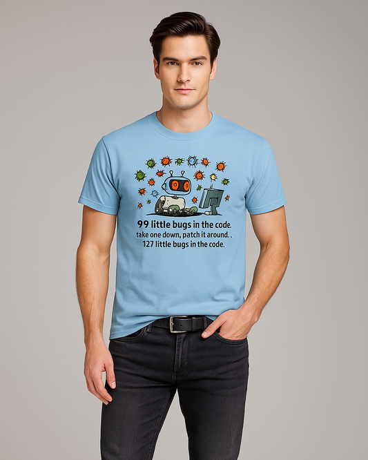 99 Little Bugs In The Code, Take One Down, Patch It Around... 127 Little Bugs In The Code - Programmer/IT T-shirt, Mocktops t-shirt