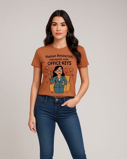 Human Resources: Therapists With Office Keys - HR/Corporate T-shirt, Mocktops t-shirt