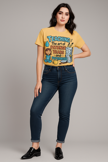 Teaching: The Art of Patience, Tears, and Paperwork Tshirt, Teacher T-shirt, Mocktops t-shirt