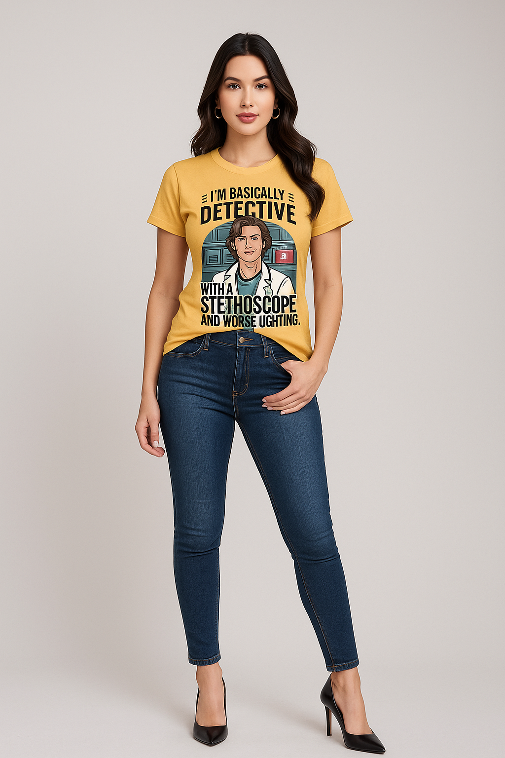 I'm Basically a Detective with a Stethoscope and Worse Lighting - Doctor T-shirt, Mocktops t-shirt