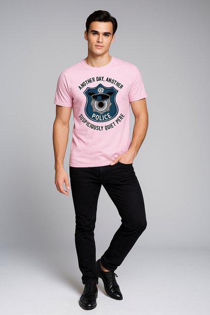 Another Day, Another Suspiciously Quiet Perp - Police T-shirt, Mocktops t-shirt