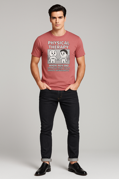 Physical Therapy Where Pain And Improvement Hold Hands Awkwardly - Physical Therapist T-shirt, Mocktops t-shirt