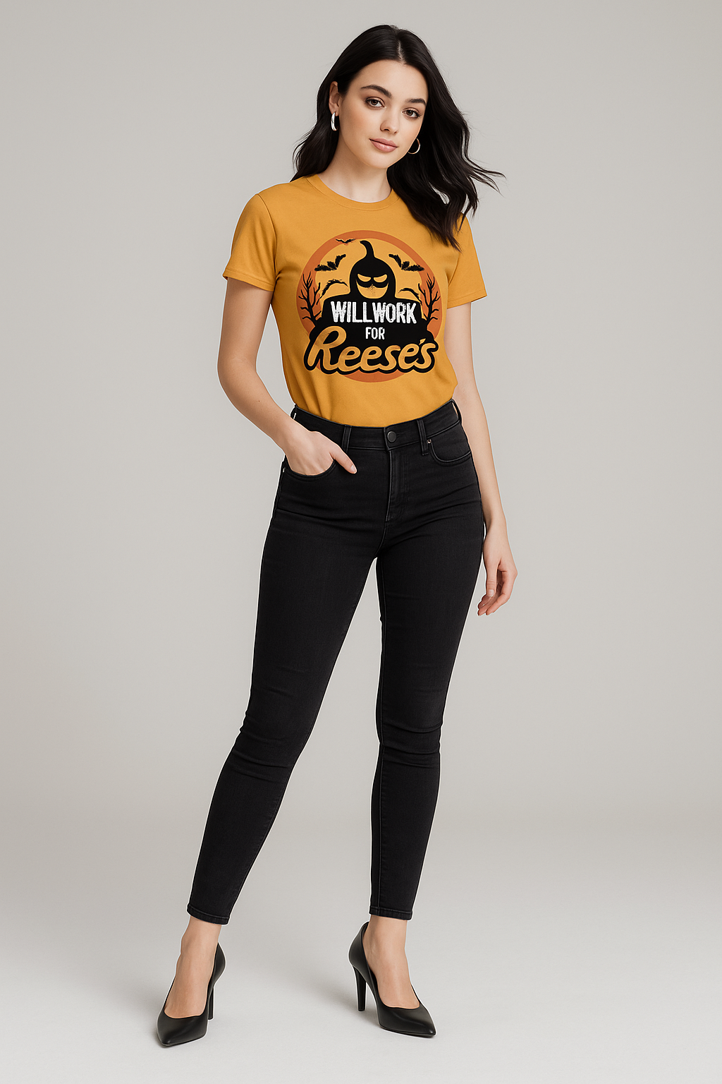 Will Work For Reese's - Halloween T-shirt, Mocktops t-shirt