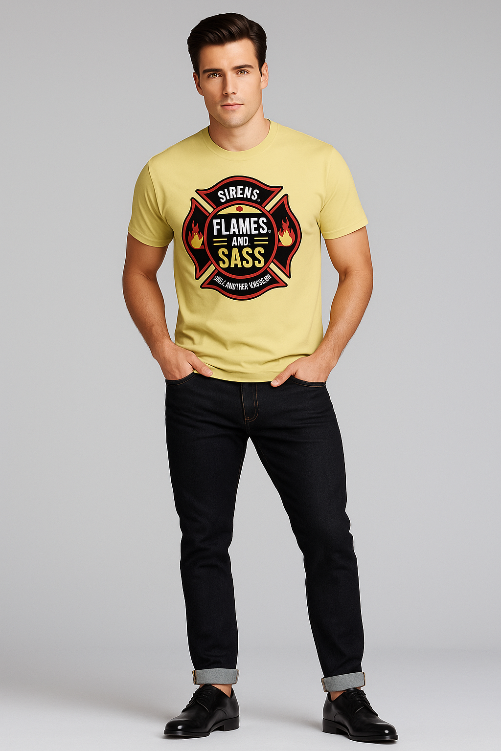 Sirens, Flames, and Sass Just Another Weekday - Firefighter T-shirt, Mocktops t-shirt