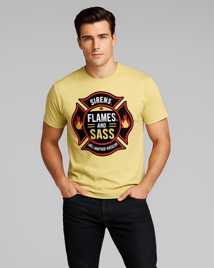 Sirens, Flames, and Sass Just Another Weekday - Firefighter T-shirt, Mocktops t-shirt