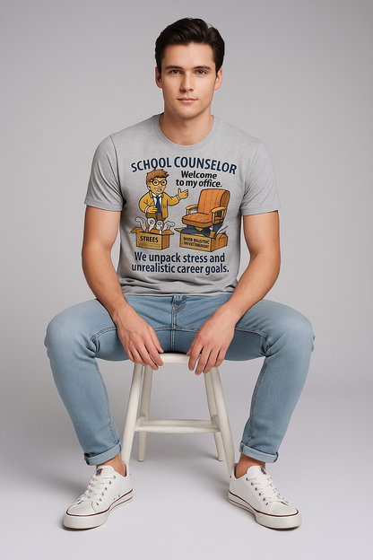 School Counselor, Welcome to my office. We unpack stress and unrealistic career goals Tshirt, Counselor T-shirt, Mocktops t-shirt