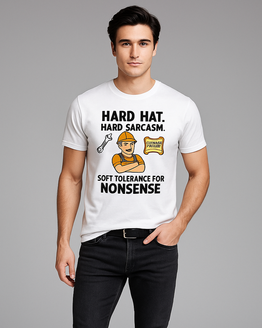 Hard Hat. Hard Sarcasm. Soft Tolerance For Nonsense - Construction T-shirt, Mocktops t-shirt