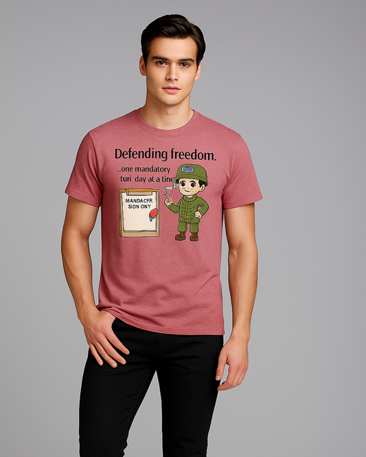 Defending Freedom... One 'Mandatory Fun' Day at a Time - Military T-shirt, Mocktops t-shirt