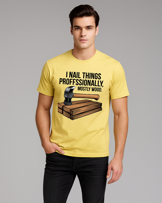 I Nail Things Professionally. Mostly Wood - Carpenter T-shirt, Mocktops t-shirt