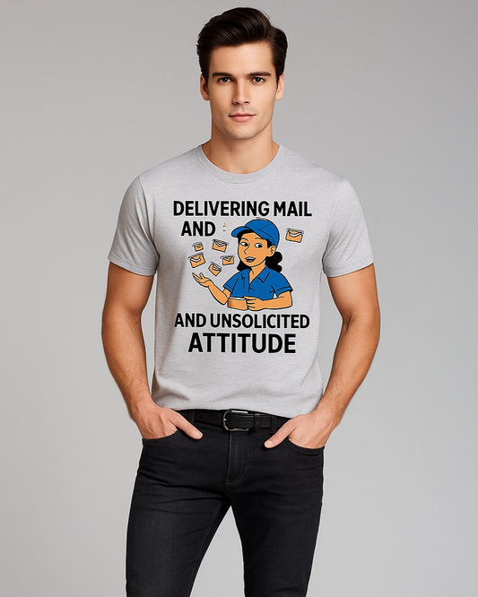 Delivering Mail and Unsolicited Attitude - Mail Carrier T-shirt, Mocktops t-shirt