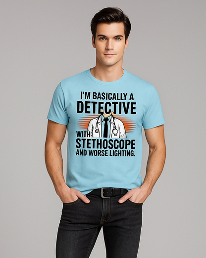 I'm Basically A Detective with a Stethoscope and Worse Lighting - Doctor T-shirt, Mocktops t-shirt