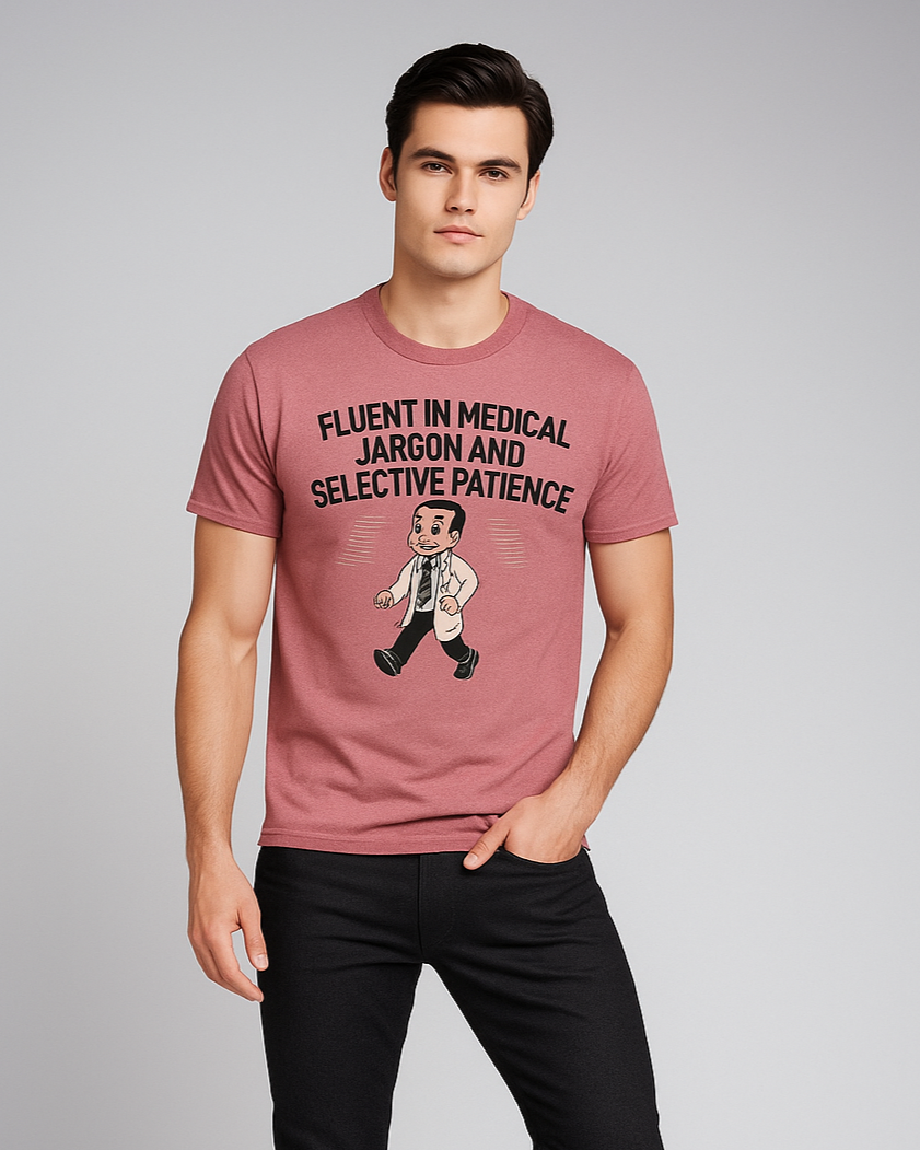 Fluent in Medical Jargon and Selective Patience - Doctor T-shirt, Mocktops t-shirt