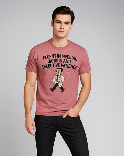 Fluent in Medical Jargon and Selective Patience - Doctor T-shirt, Mocktops t-shirt