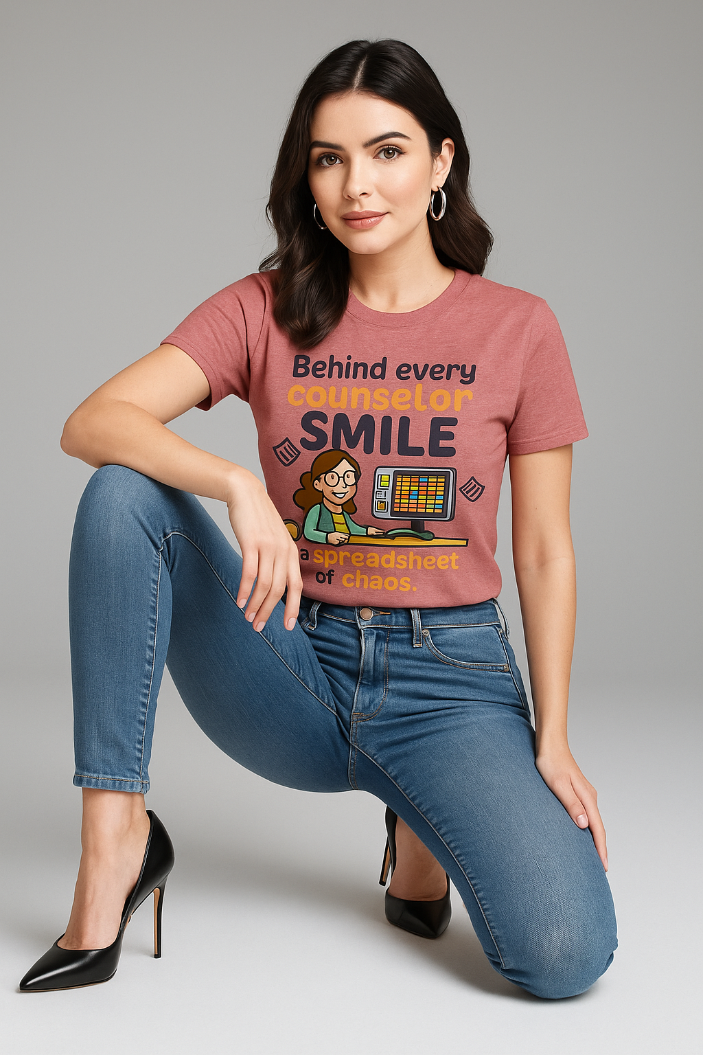 Behind Every Counselor Smile Is A Spreadsheet of Chaos Tshirt, Counselor T-shirt, Mocktops t-shirt