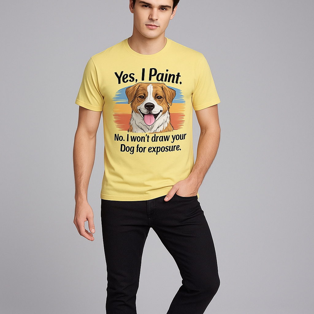 Yes, I Paint. No, I Won't Draw Your Dog For Exposure. T-shirt, Funny Artist T-shirt, Mocktops T-shirt