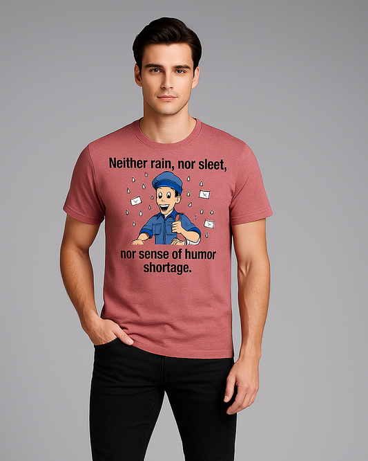 Neither Rain, Nor Sleet, Nor Sense of Humor Shortage - Mail Carrier T-shirt, Mocktops t-shirt