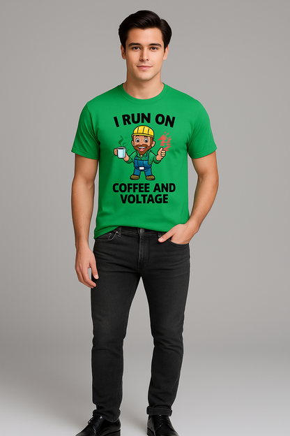 I Run On Coffee And Voltage - Electrician T-shirt, Mocktops t-shirt