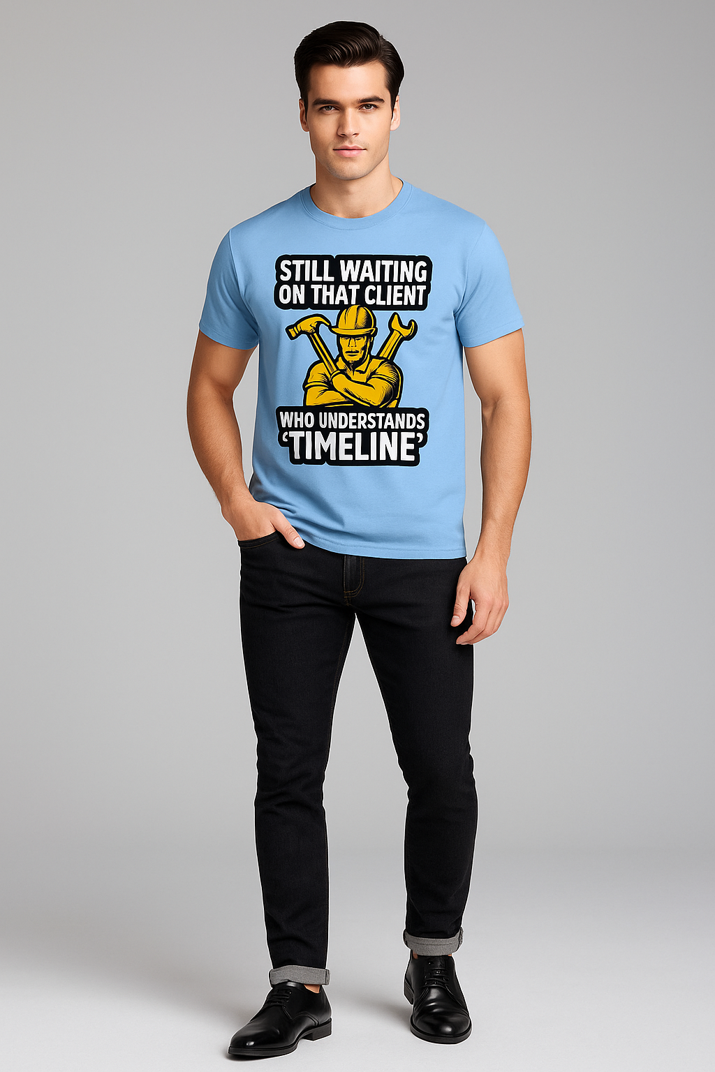 Still Waiting On That Client Who Understands 'Timeline' - Construction T-shirt, Mocktops t-shirt