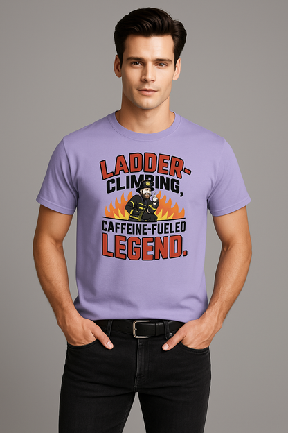 Ladder Climbing, Caffeine-Fueled Legend - Firefighter T-shirt, Mocktops t-shirt