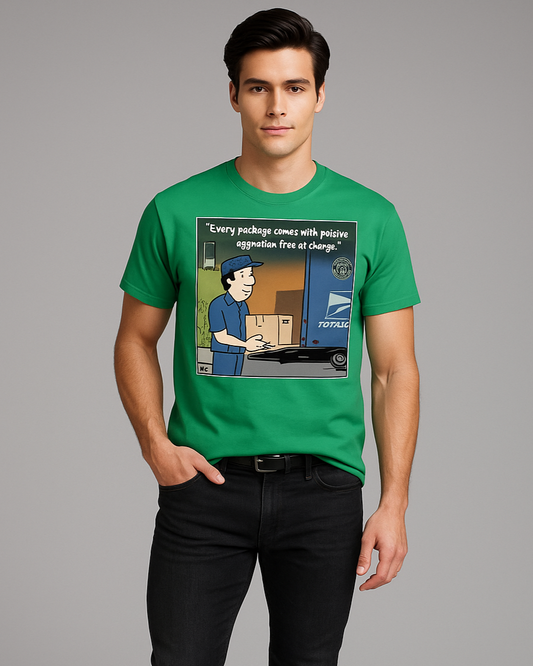 "Every Package Comes with Passive Aggression, Free of Charge." - Mail Carrier T-shirt, Mocktops t-shirt