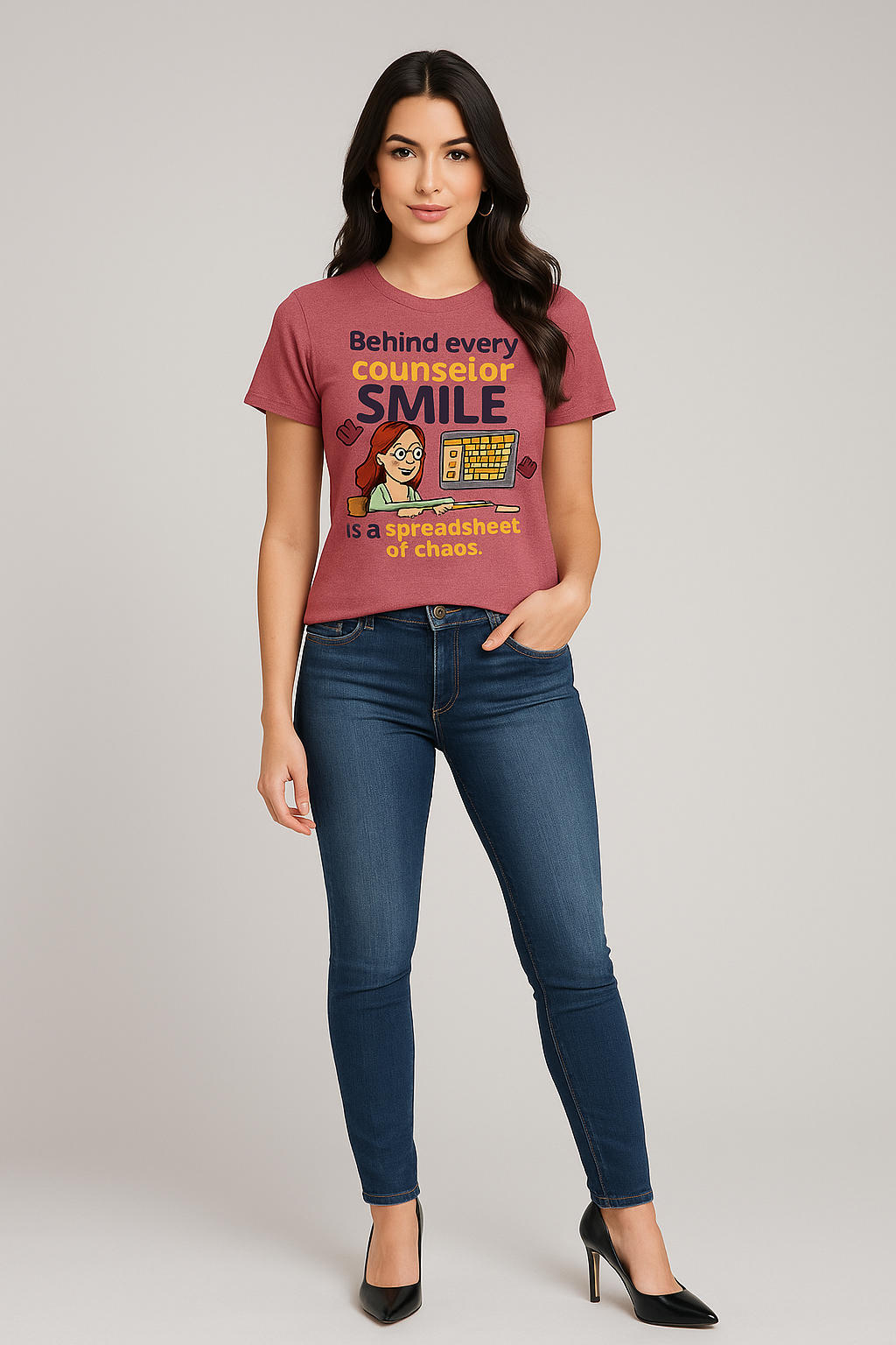 Behind Every Counselor Smile Is A Spreadsheet of Chaos Tshirt, Counselor T-shirt, Mocktops t-shirt